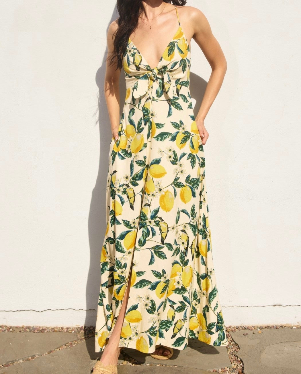 VINTAGE LEMON GARDEN KNOT MAXI DRESS