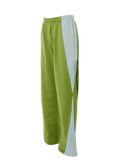 RUN THE RACE COLOR CONTRAST CASUAL PANTS- LIME/GREY