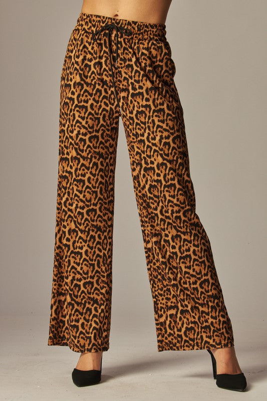 YOU ARE SPOT ON CHEETAH PRINT CASUAL PANTS - BROWN MULTI