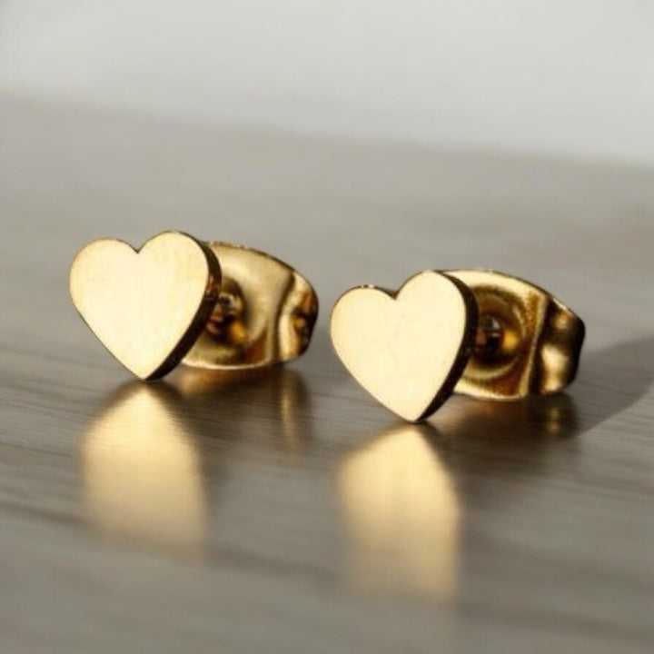 GOLD HEART STUD EARRINGS
