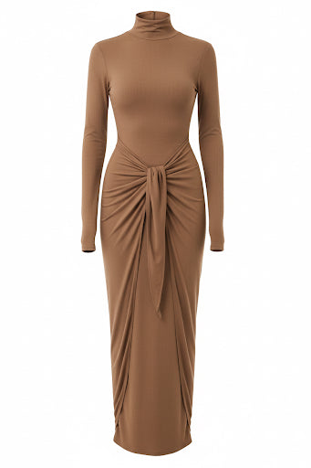Valentina Turtleneck Maxi Dress -CAFÈ
