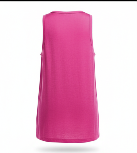 EMIE SCOOPNECK SATIN TANK TOP -HOT PINK