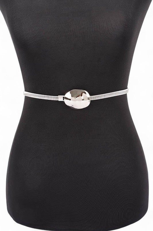 ENYA BUCKLE ELASTIC BELT - SILVER