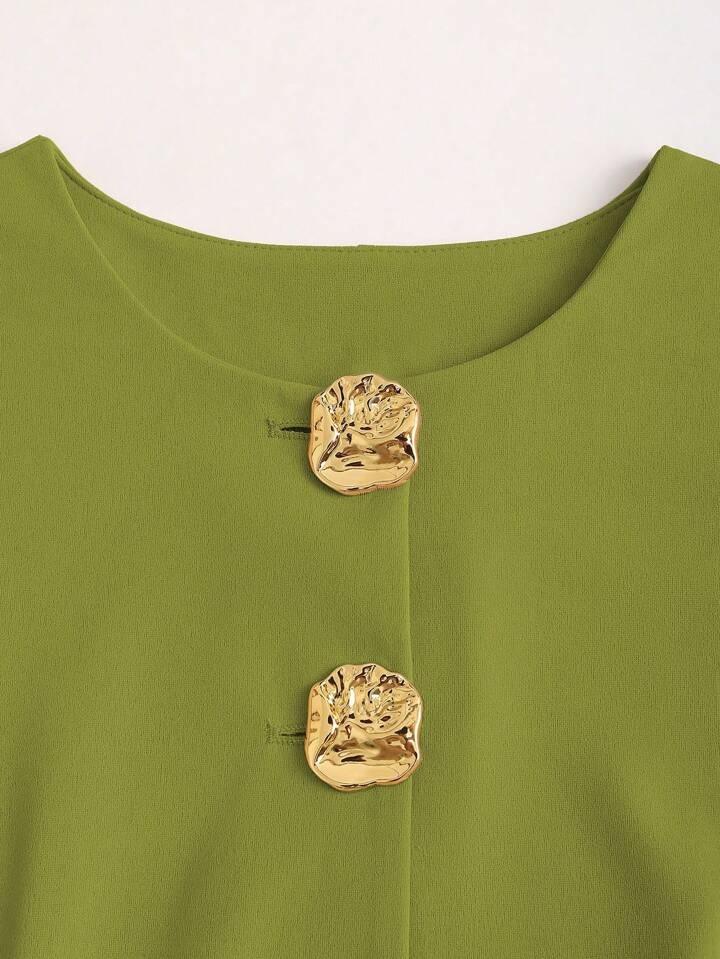Elise Structured Button Vest – Lemongrass