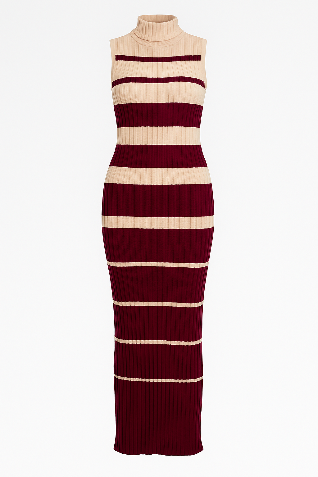 The Corinne Knit Midi Dress –  MERLOT STRIPE