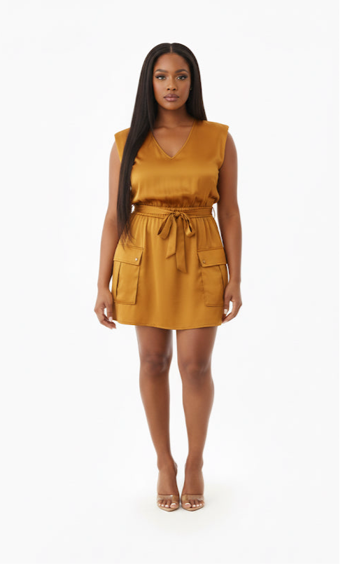 Sloane Cargo Mini Dress- HARVEST GOLD
