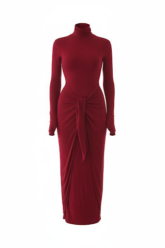 Valentina Turtleneck Maxi Dress -MERLOT(preorder 10/28)