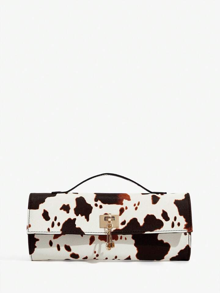 The Valen Vegan Leather Clutch – SADDLE PRINT