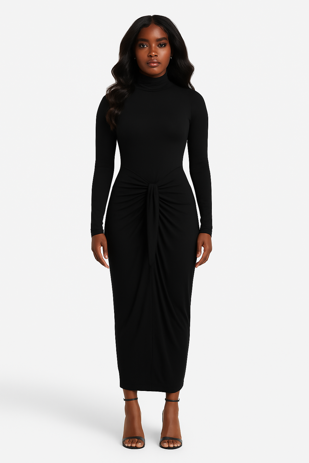 Valentina Turtleneck Maxi Dress -ONYX (preorder 10/28)