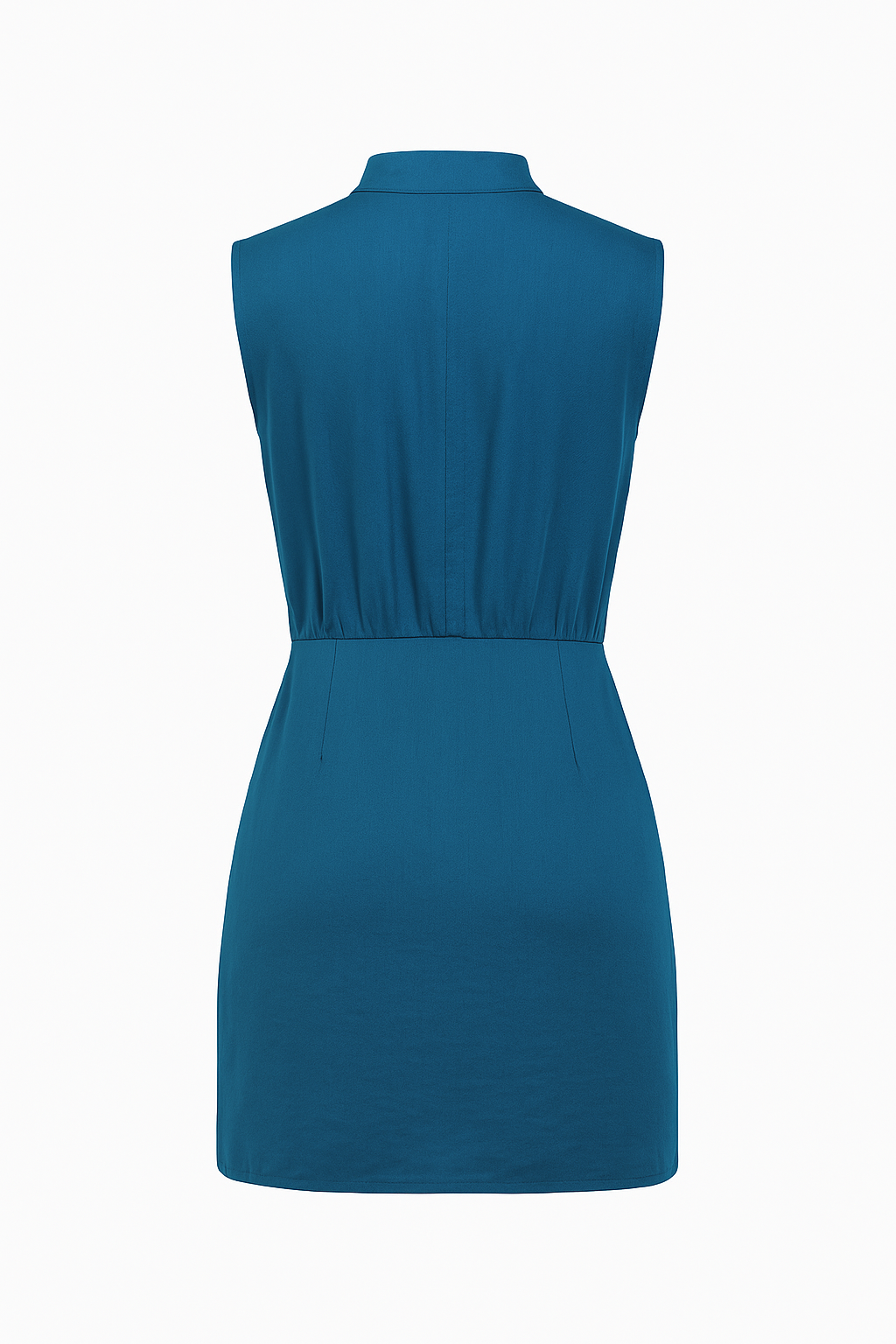 JOANNA SATIN MOCK NECK MINI DRESS- MEDITERRANEAN BLUE