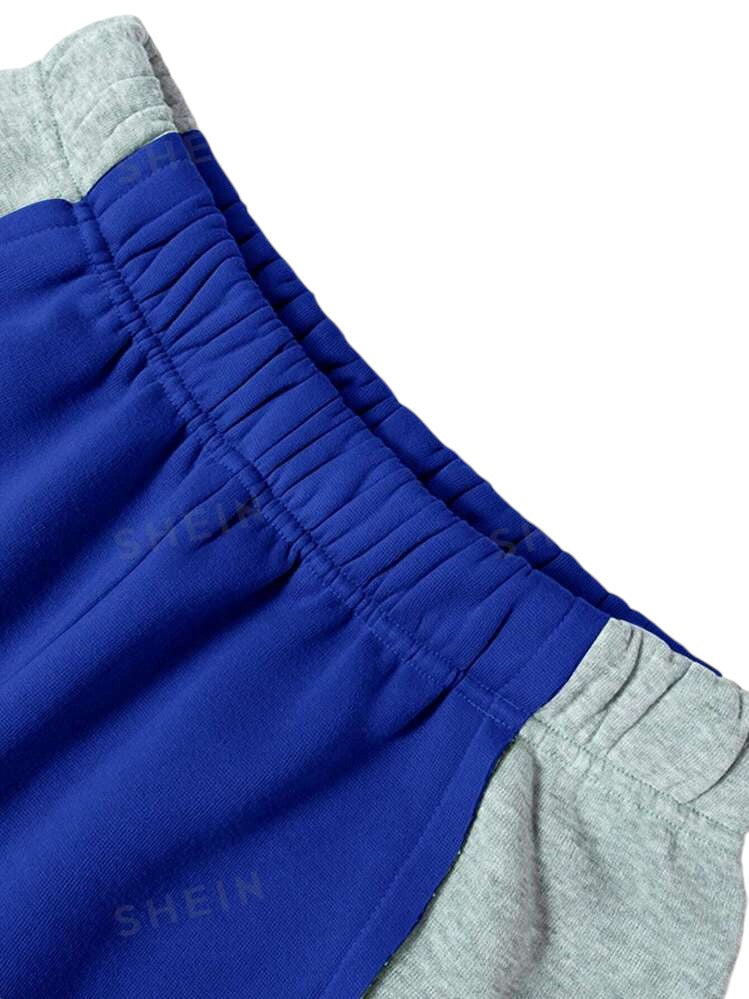 RUN THE RACE COLOR CONTRAST CASUAL PANTS- ROYAL BLUE/ GREY