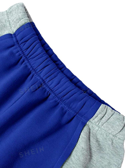 RUN THE RACE COLOR CONTRAST CASUAL PANTS- ROYAL BLUE/ GREY