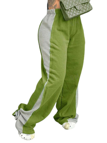 RUN THE RACE COLOR CONTRAST CASUAL PANTS- LIME/GREY