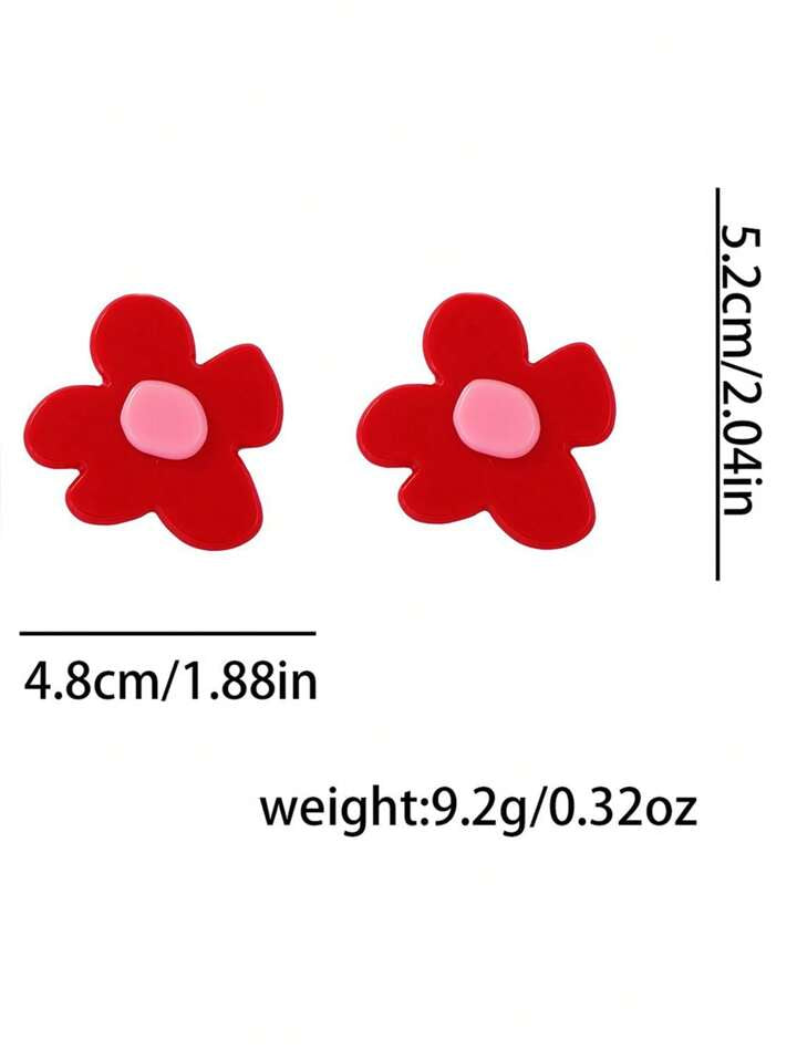 ZAA RESIN FLOWER STUD EARRINGS - RED