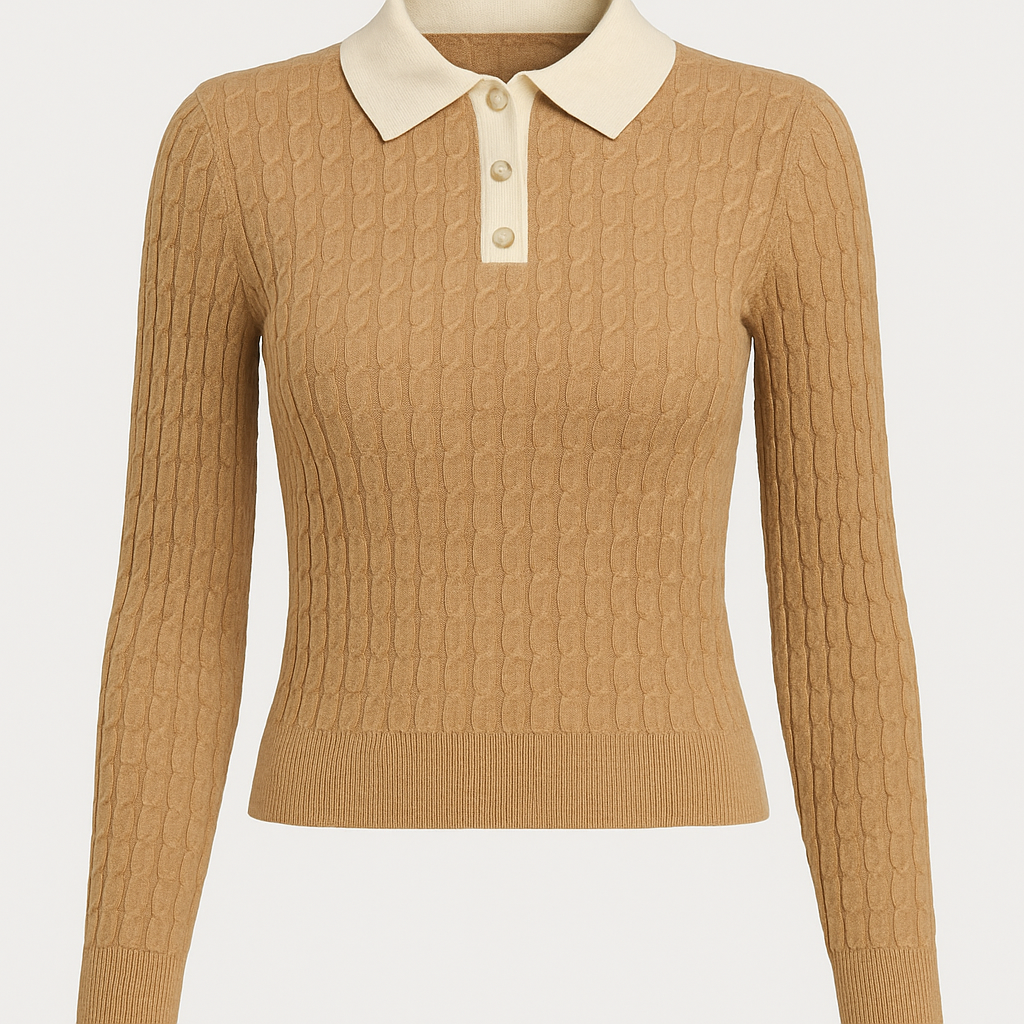 The Lila Knit Polo- HONEYWOOD