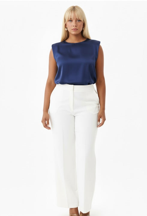 SIMONE SATIN BLOUSE -INDIGO NOIR
