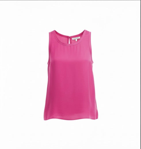 EMIE SCOOPNECK SATIN TANK TOP -HOT PINK
