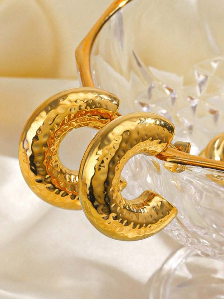 "BRASS" C SHAPED HOOP EARRINGS