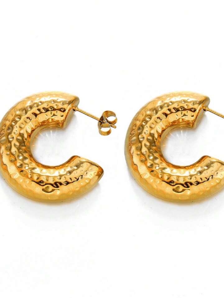 "BRASS" C SHAPED HOOP EARRINGS