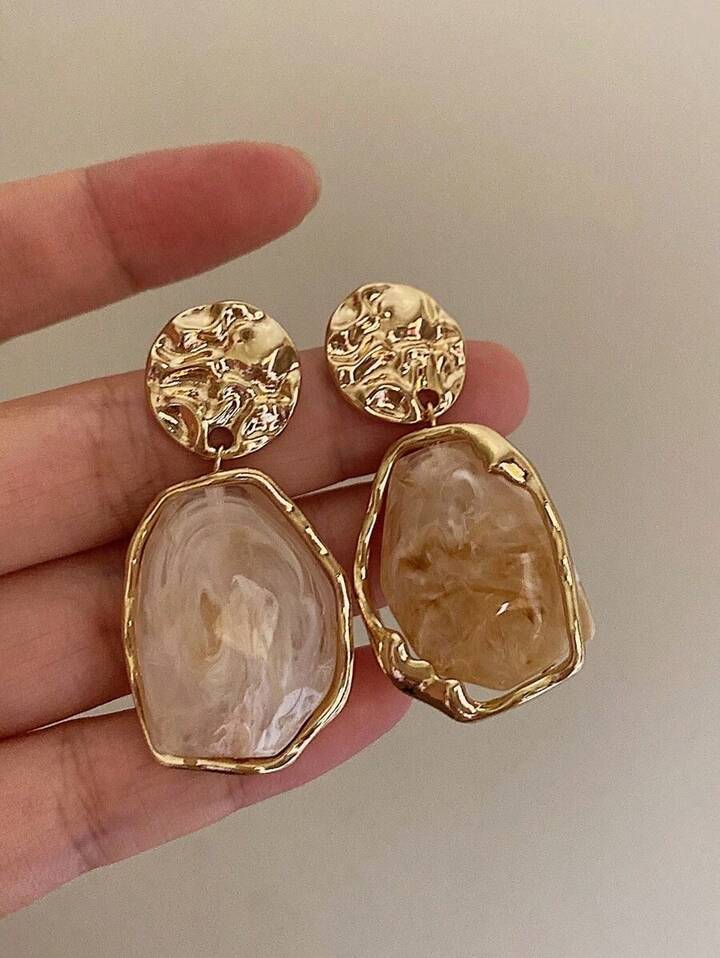 Vintage Rock Geometric Drop Earrings-GOLD