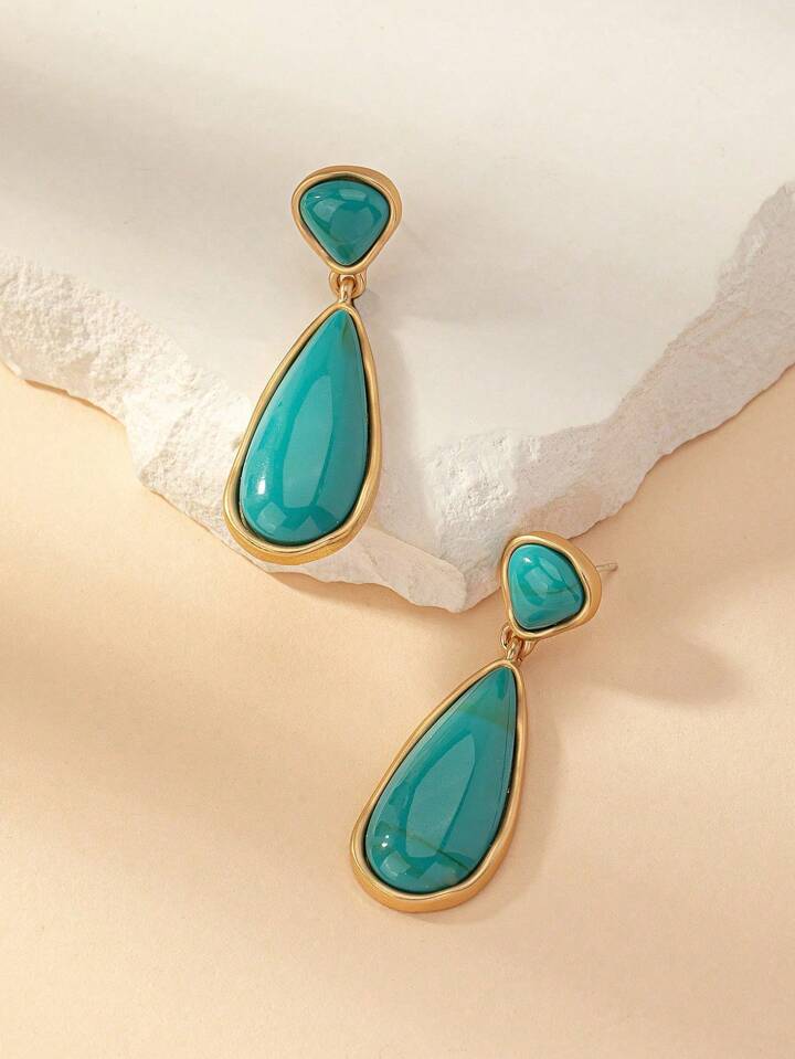 Teardrop Stone Dangle Earrings