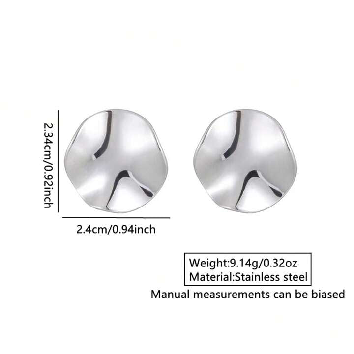“PLATE”  Hammered Stud Earrings-SILVER