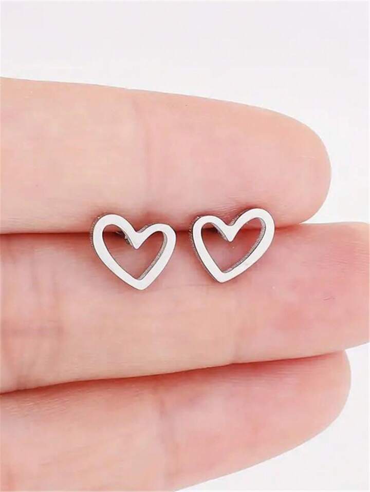 Petite Heart Shaped Earrings-SILVER