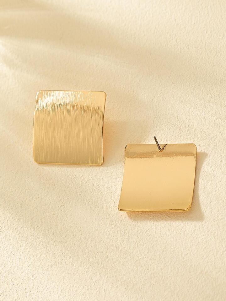 SQUARE BIZ STUD EARRINGS- YELLOW GOLD