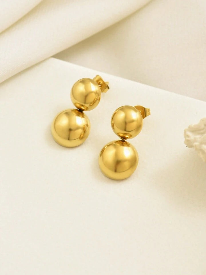 BALL SHAPED STUD EARRINGS -SILVER