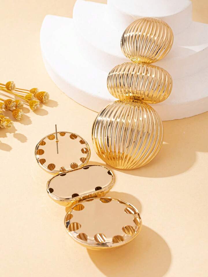 GLOBAL VERTICAL STRIPE DANGLE EARRINGS