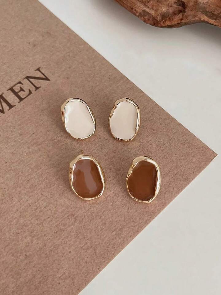 FRANCO SQUARE STUD EARRINGS - WHITE