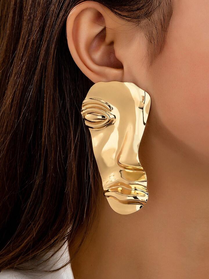 Face Abstract Metal Dangle Earrings