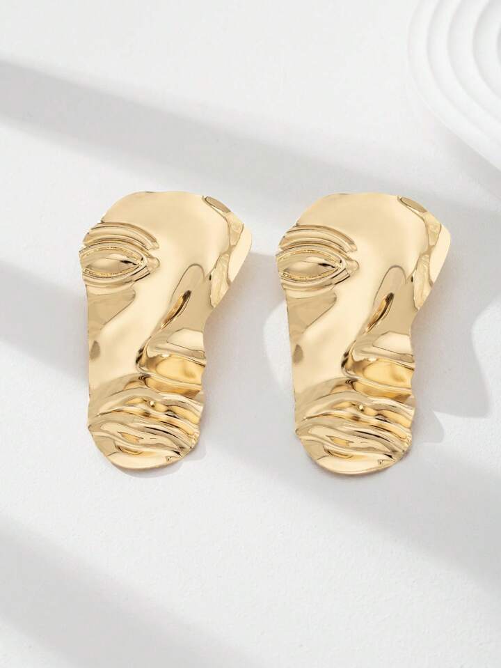 Face Abstract Metal Dangle Earrings