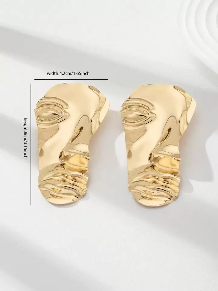 Face Abstract Metal Dangle Earrings