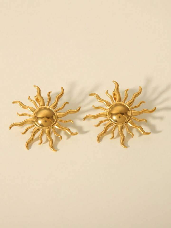 SOLAR SUN SHAPE STUD EARRINGS