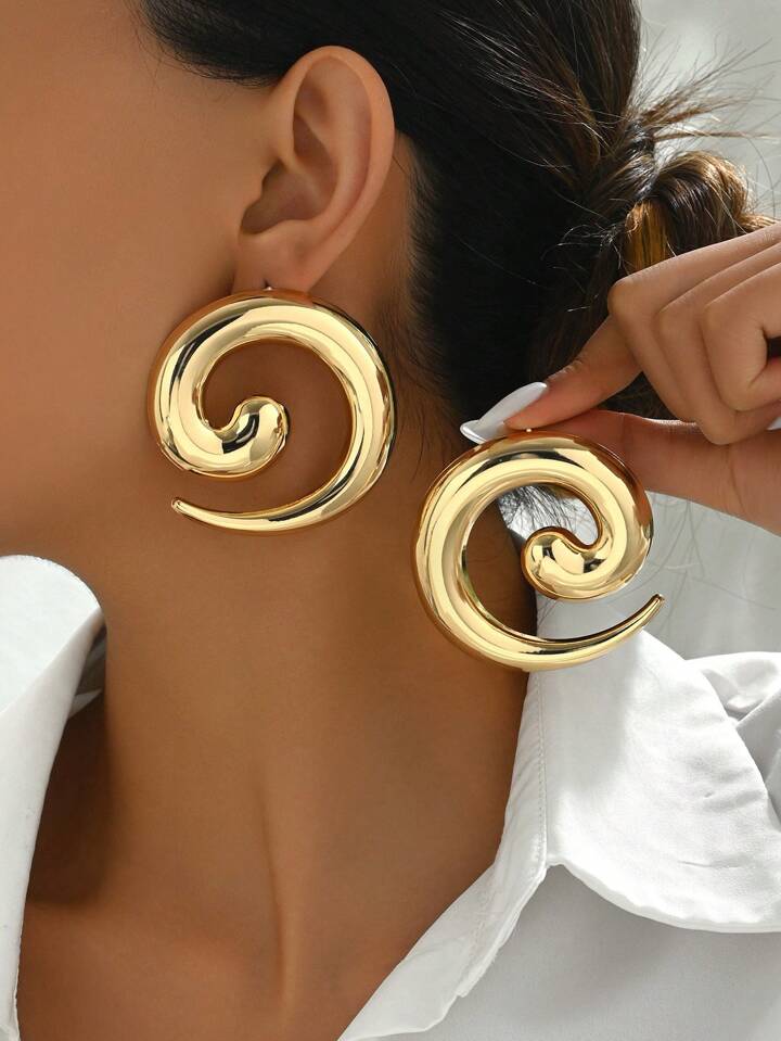 Swirl Metal Stud Earrings