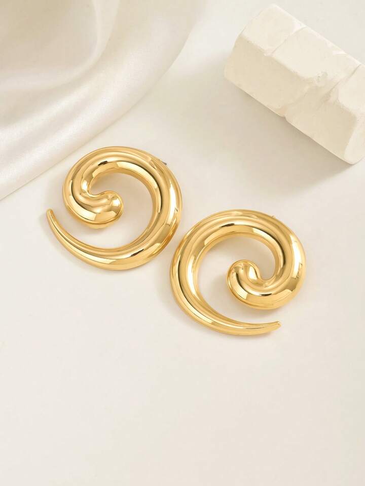 Swirl Metal Stud Earrings