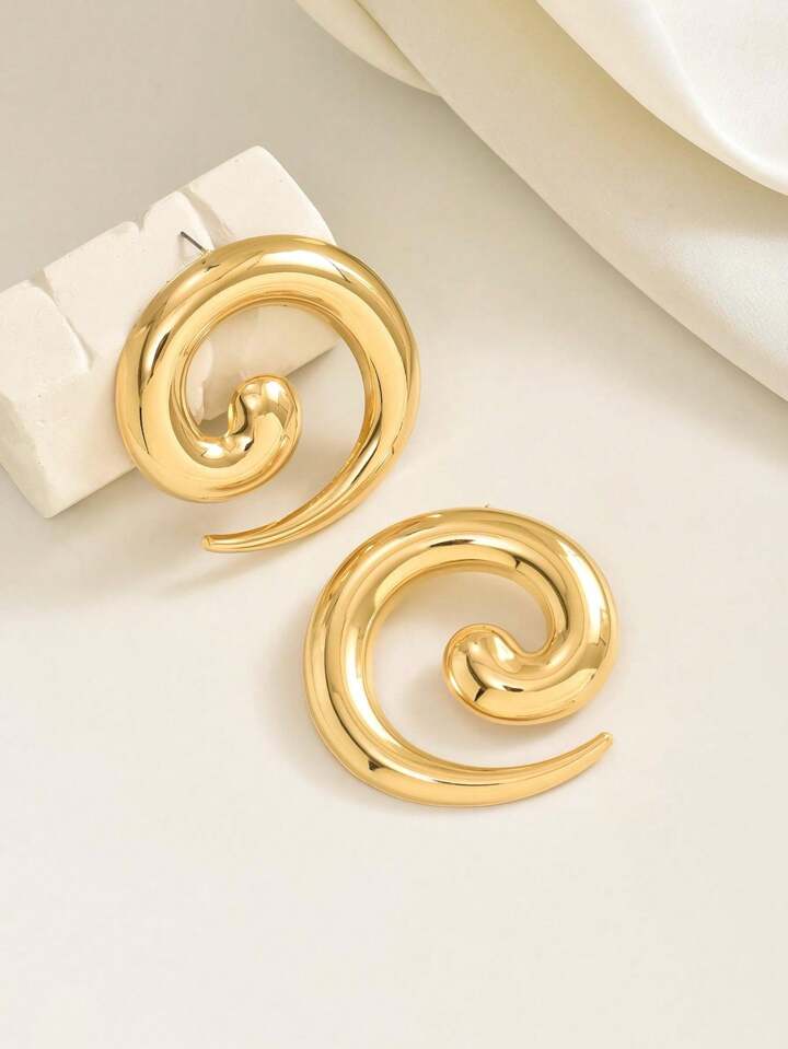 Swirl Metal Stud Earrings