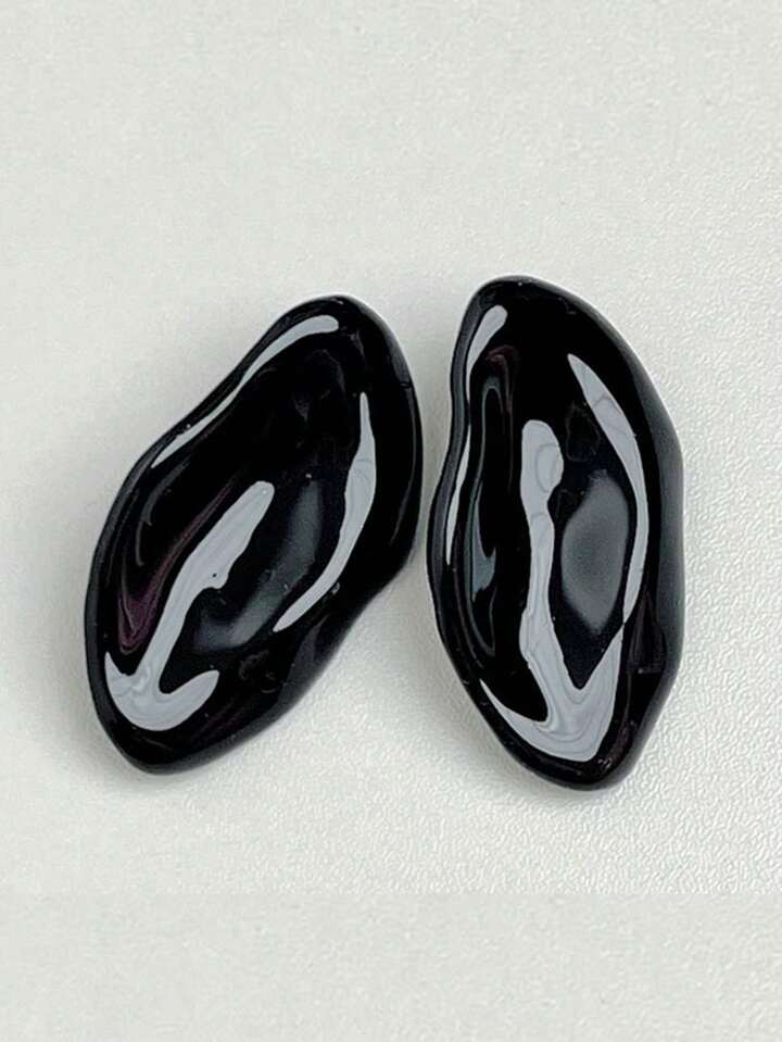 SMEAR METAL STUD EARRINGS-BLACK