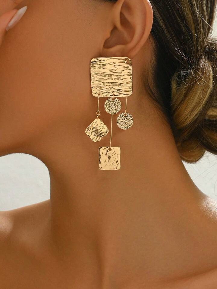 CHARMS GEOMETRIC METAL DANGLE EARRINGS