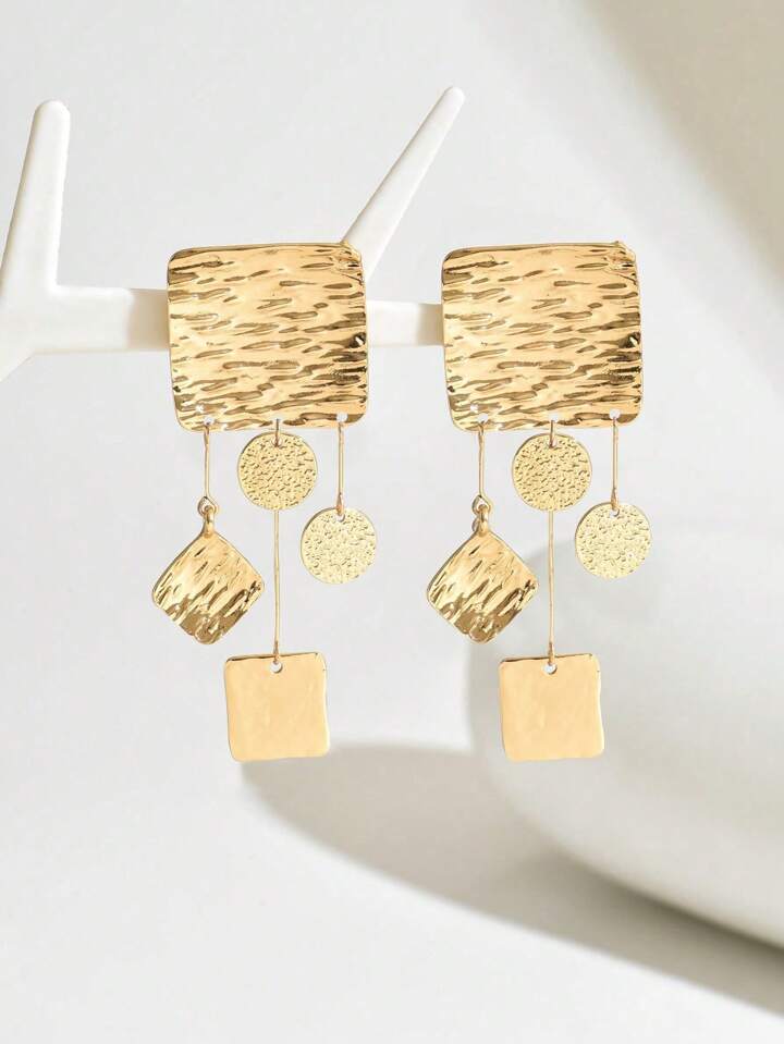 CHARMS GEOMETRIC METAL DANGLE EARRINGS