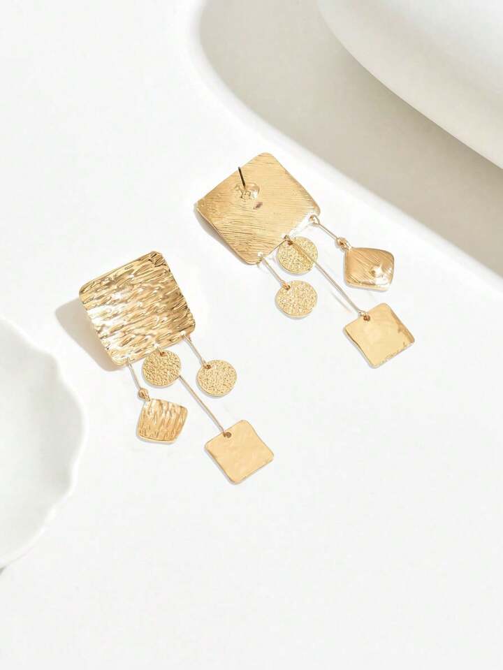 CHARMS GEOMETRIC METAL DANGLE EARRINGS