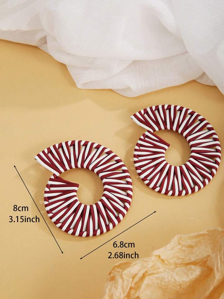 BOHO SWIRL HANDWOVEN DANGLE EARRINGS-RED MULTI