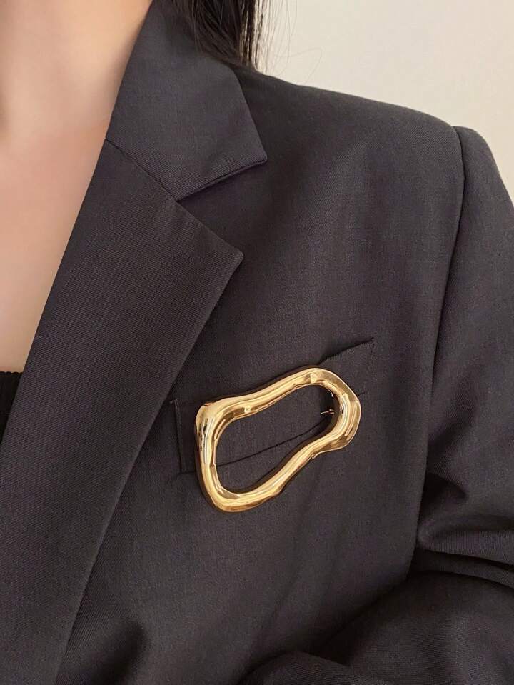 Oblong Minimalist Design Brooch-GOLD