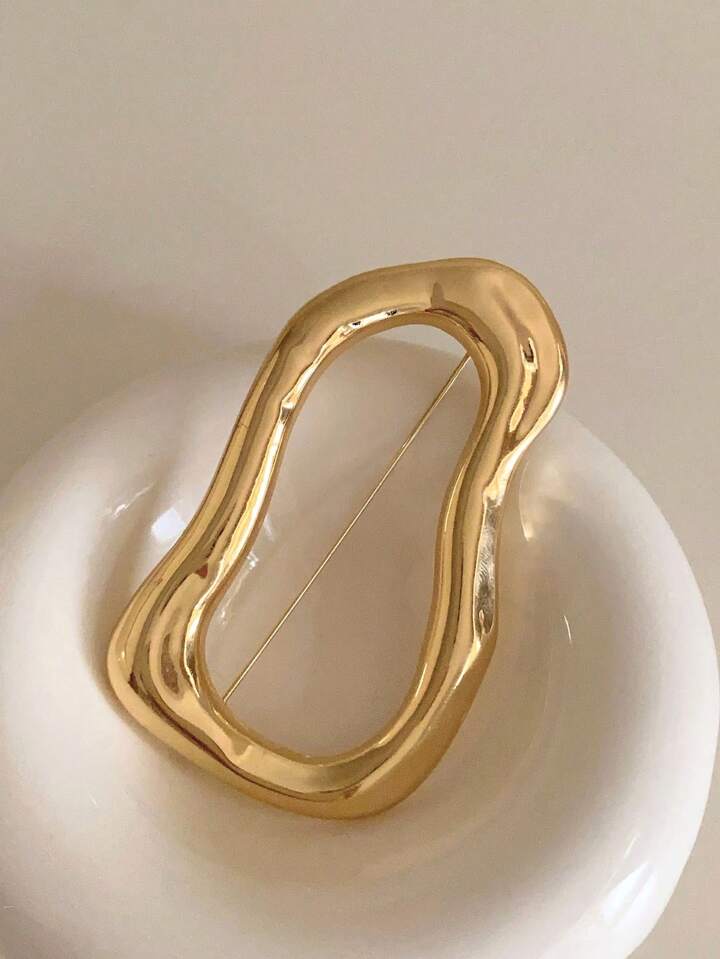 Oblong Minimalist Design Brooch-GOLD