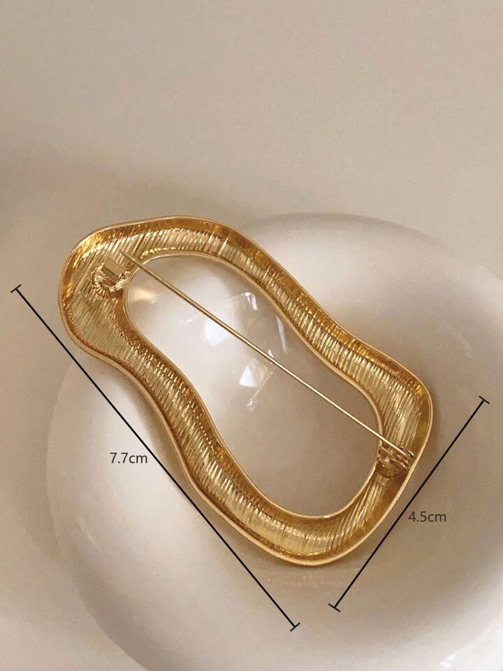 Oblong Minimalist Design Brooch-GOLD