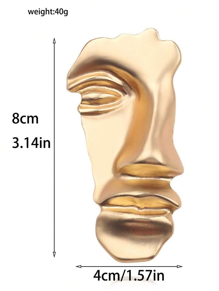 Half Face Metal Brooch