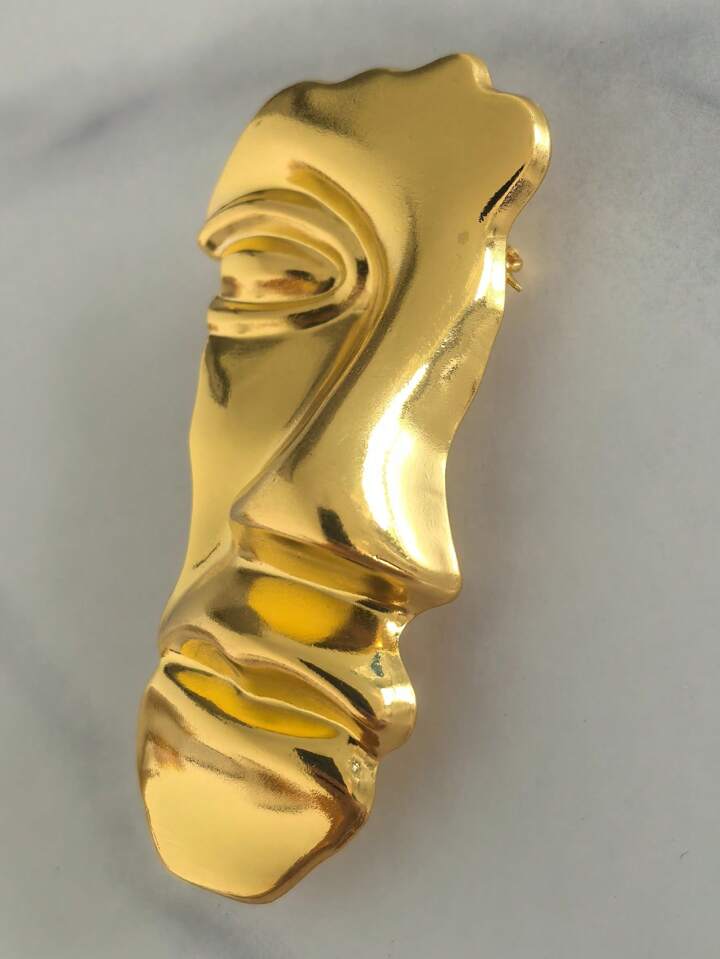Half Face Metal Brooch