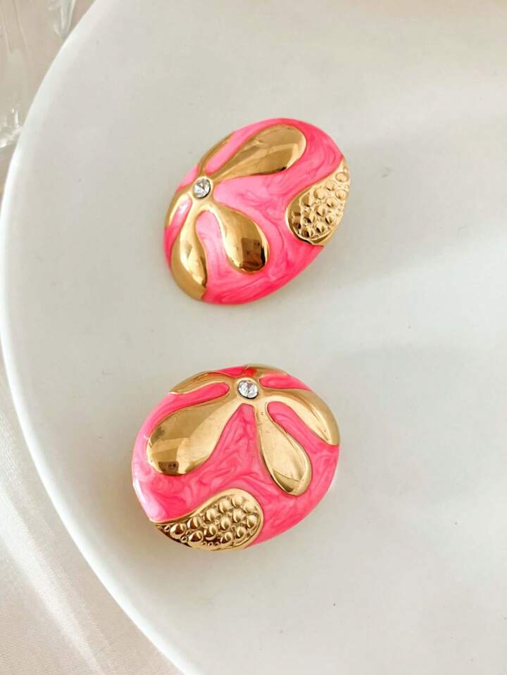 Egg Gold Plated Oval Stud Earrings