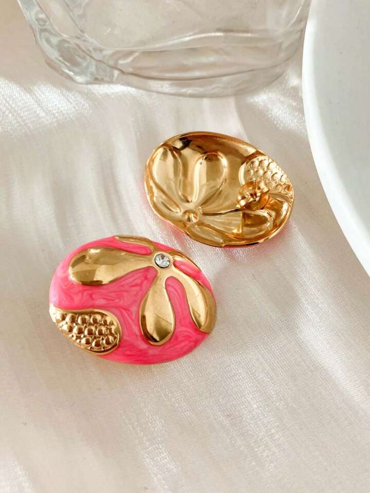 Egg Gold Plated Oval Stud Earrings